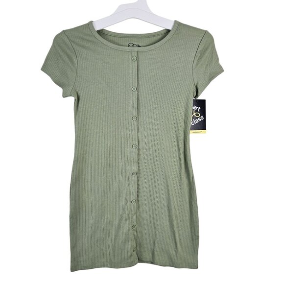 Art Class Girls Ribbed Dress Light Green Decorative Button-Front Size Small 6/7 - Picture 2 of 8